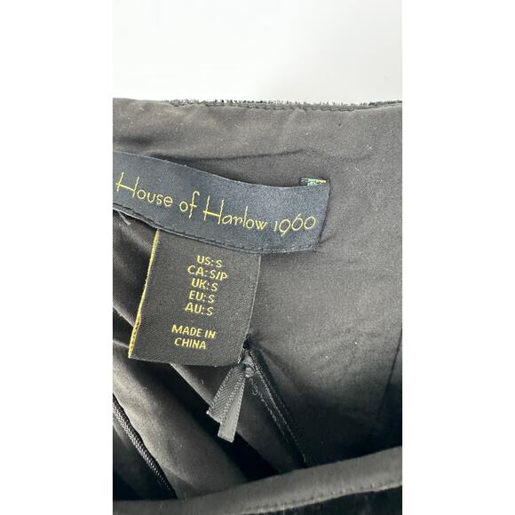 House Of Harlow 1960 Black Velvet Mini Dress Crystal Strap Womens Small New - Picture 11 of 13